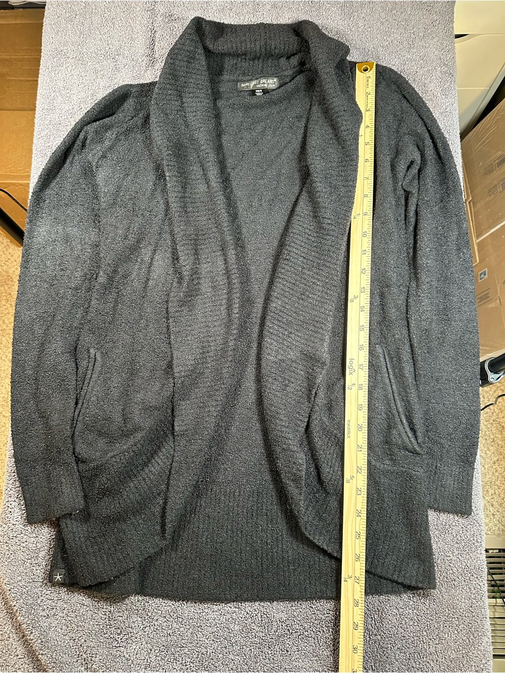 Barefoot Dreams CozyChic Lite Circle Cardigan black Open Front Soft Sweater